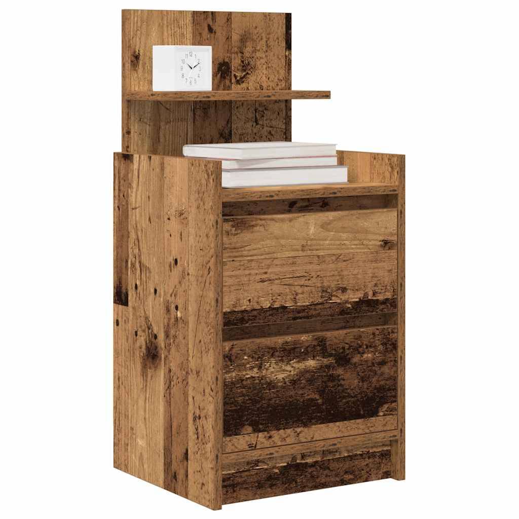 vidaXL Nachttisch mit 2 Schubladen Altholz-Optik 38x34x80 cm