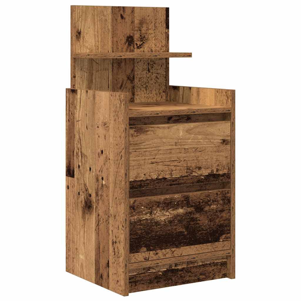 vidaXL Nachttisch mit 2 Schubladen Altholz-Optik 38x34x80 cm