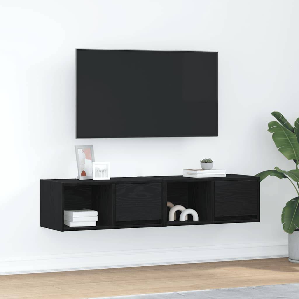 vidaXL TV-Schränke 2 Stk. Schwarz Eichen-Optik 60x31x25,5 cm