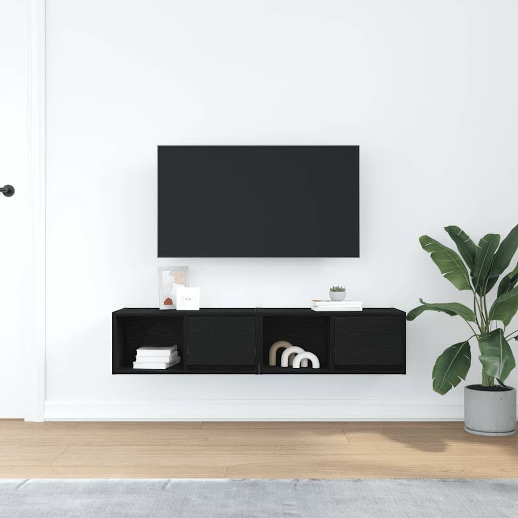 vidaXL TV-Schränke 2 Stk. Schwarz Eichen-Optik 60x31x25,5 cm