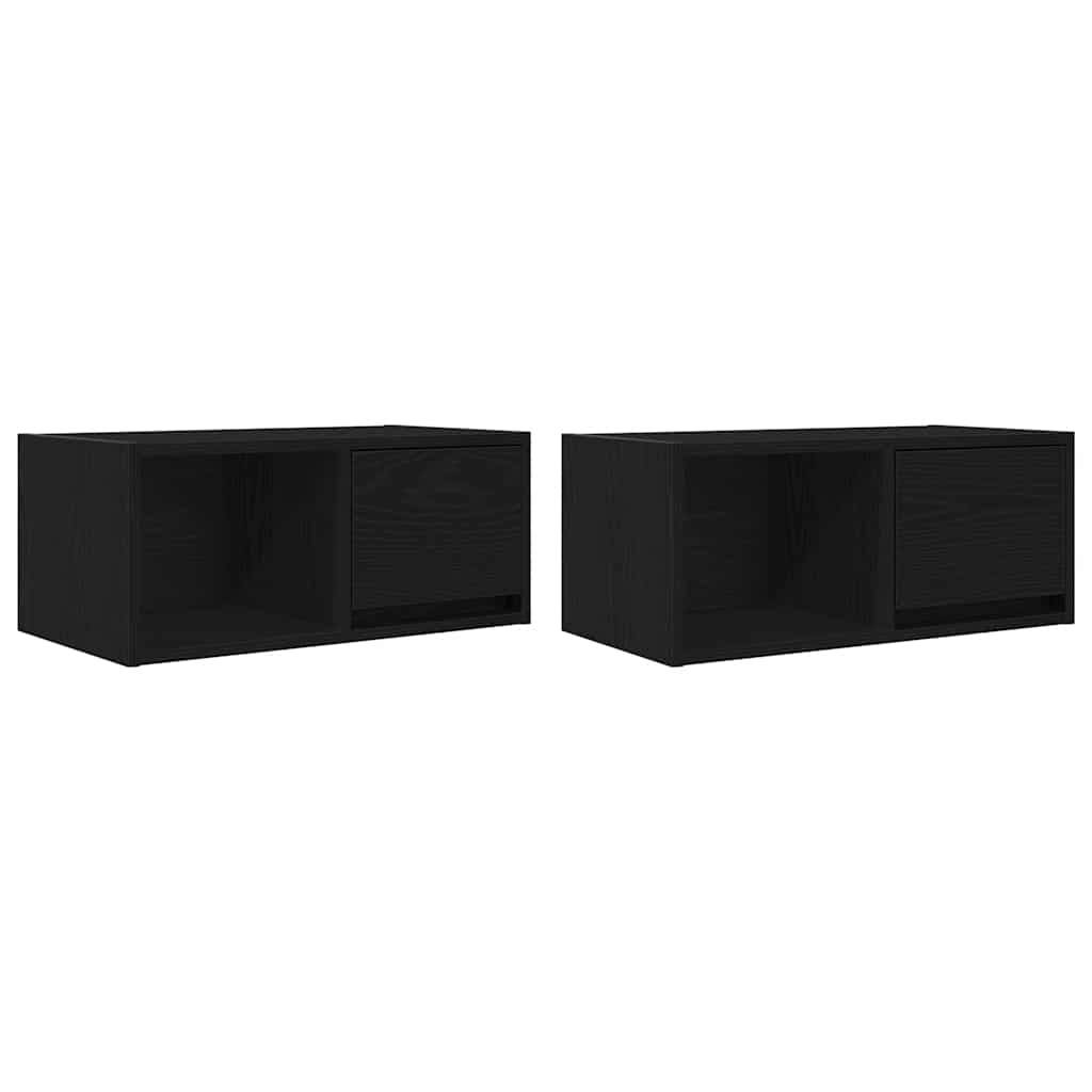 vidaXL TV-Schränke 2 Stk. Schwarz Eichen-Optik 60x31x25,5 cm