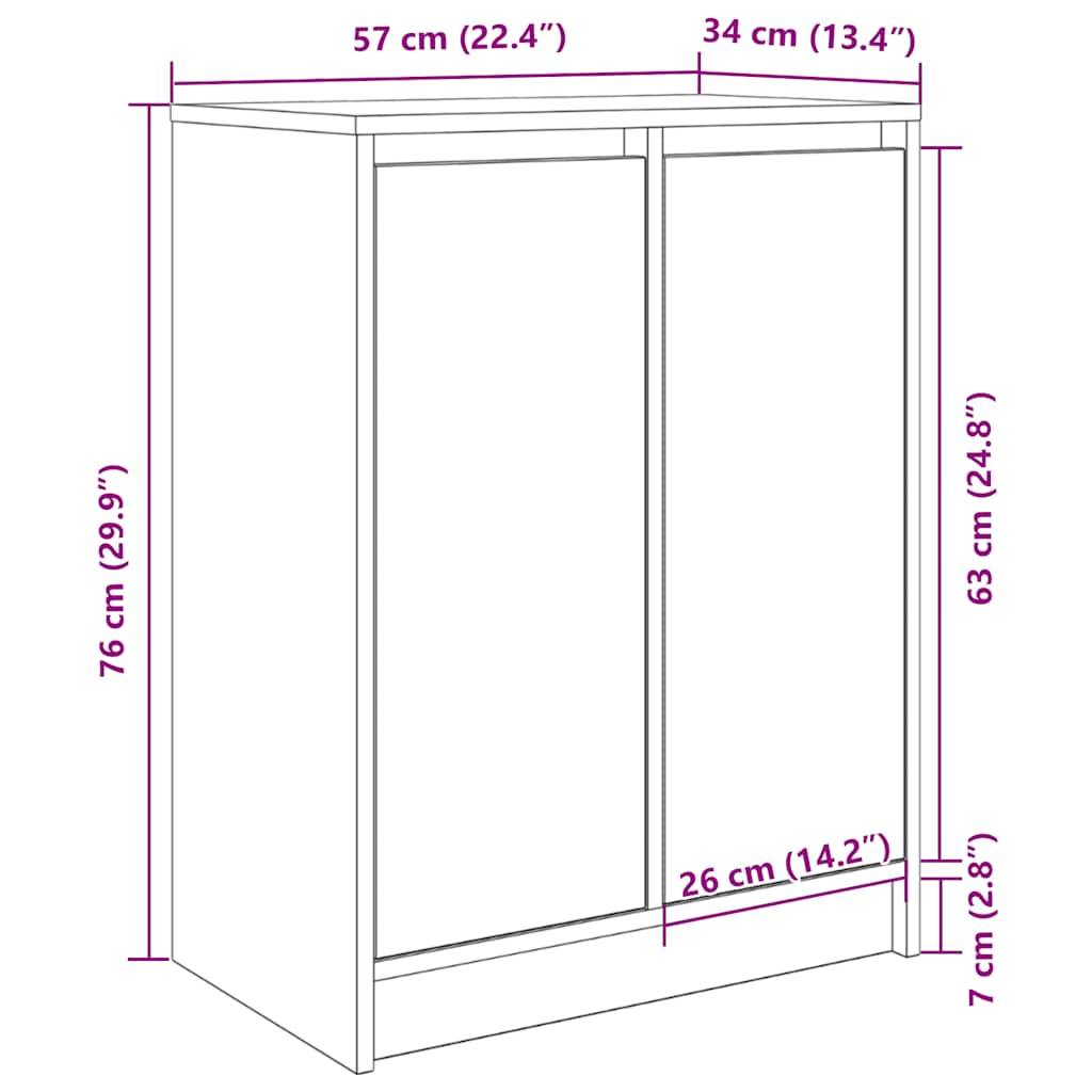 vidaXL Schuhschrank Räuchereiche 57x34x76 cm Holzwerkstoff