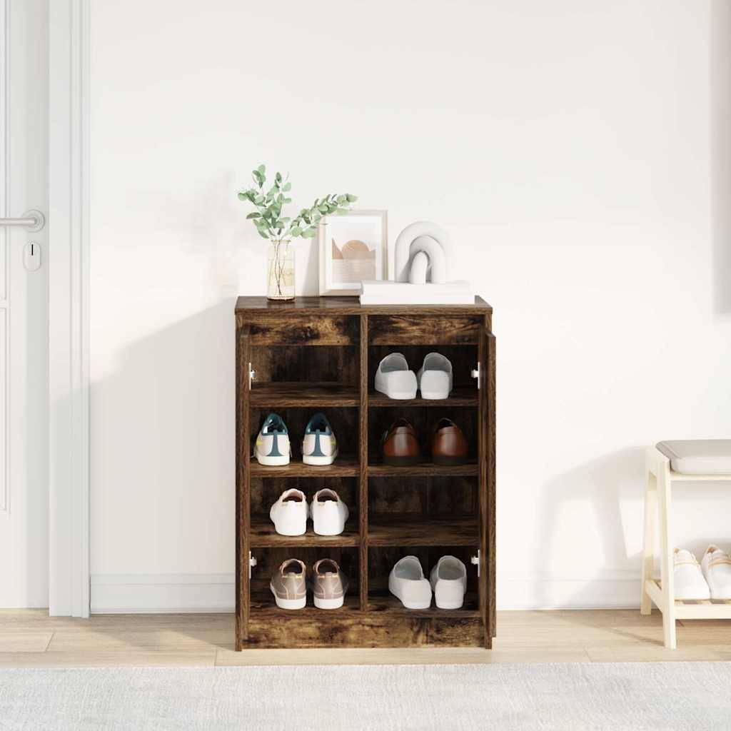 vidaXL Schuhschrank Räuchereiche 57x34x76 cm Holzwerkstoff