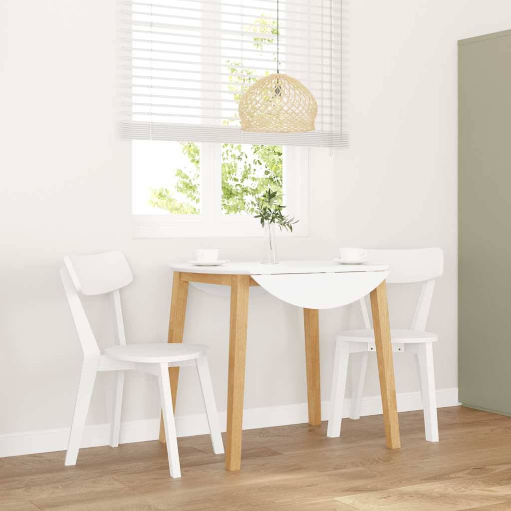 vidaXL Esszimmerstühle 2 Stk. Weiß Massivholz Gummibaum