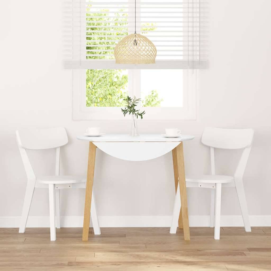 vidaXL Esszimmerstühle 2 Stk. Weiß Massivholz Gummibaum