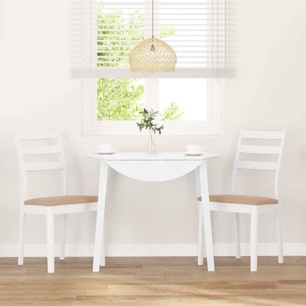 vidaXL Esszimmerstühle mit Kissen 2 Stk. Weiß Massivholz Gummibaum