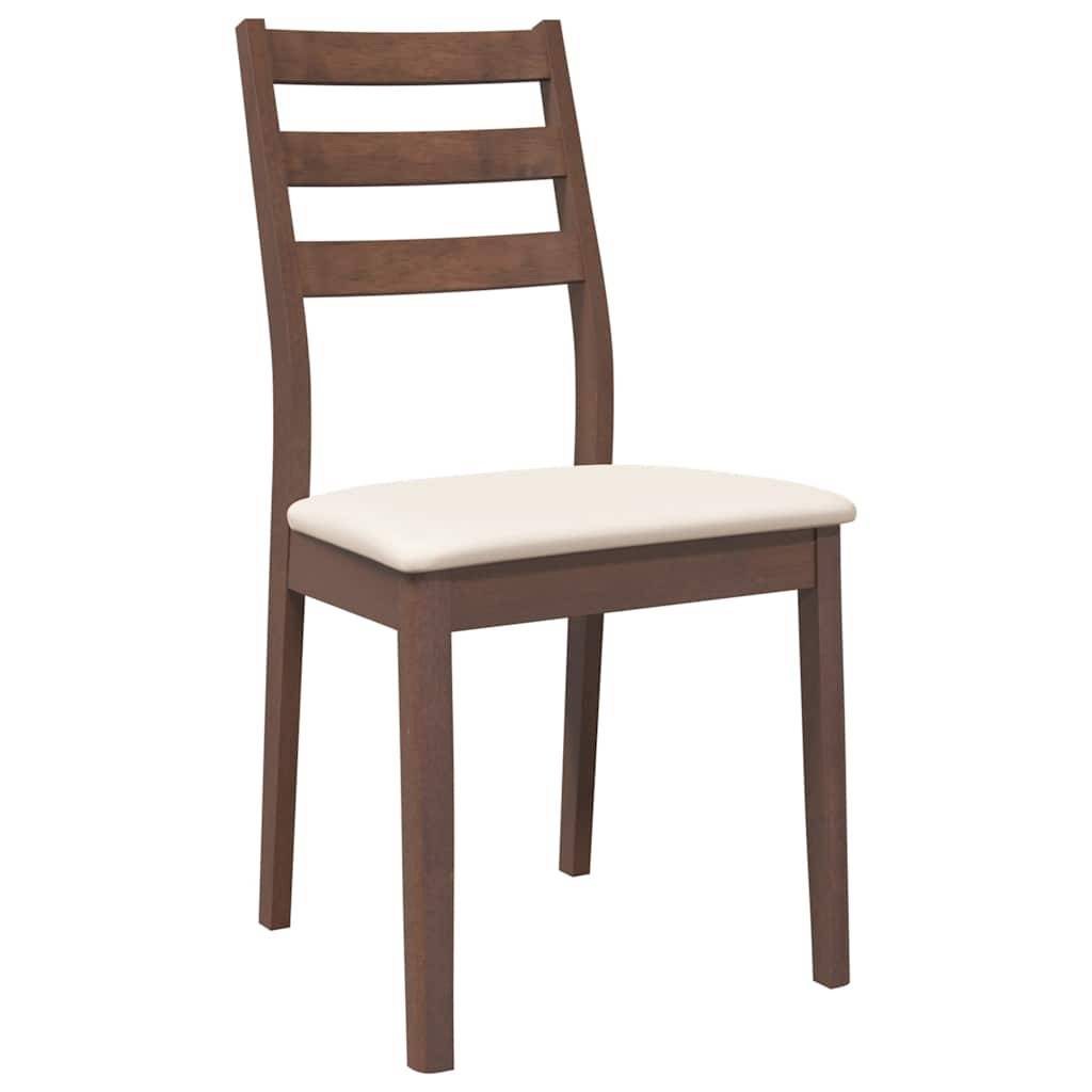 vidaXL Esszimmerstühle mit Kissen 2 Stk. Braun Massivholz Gummibaum