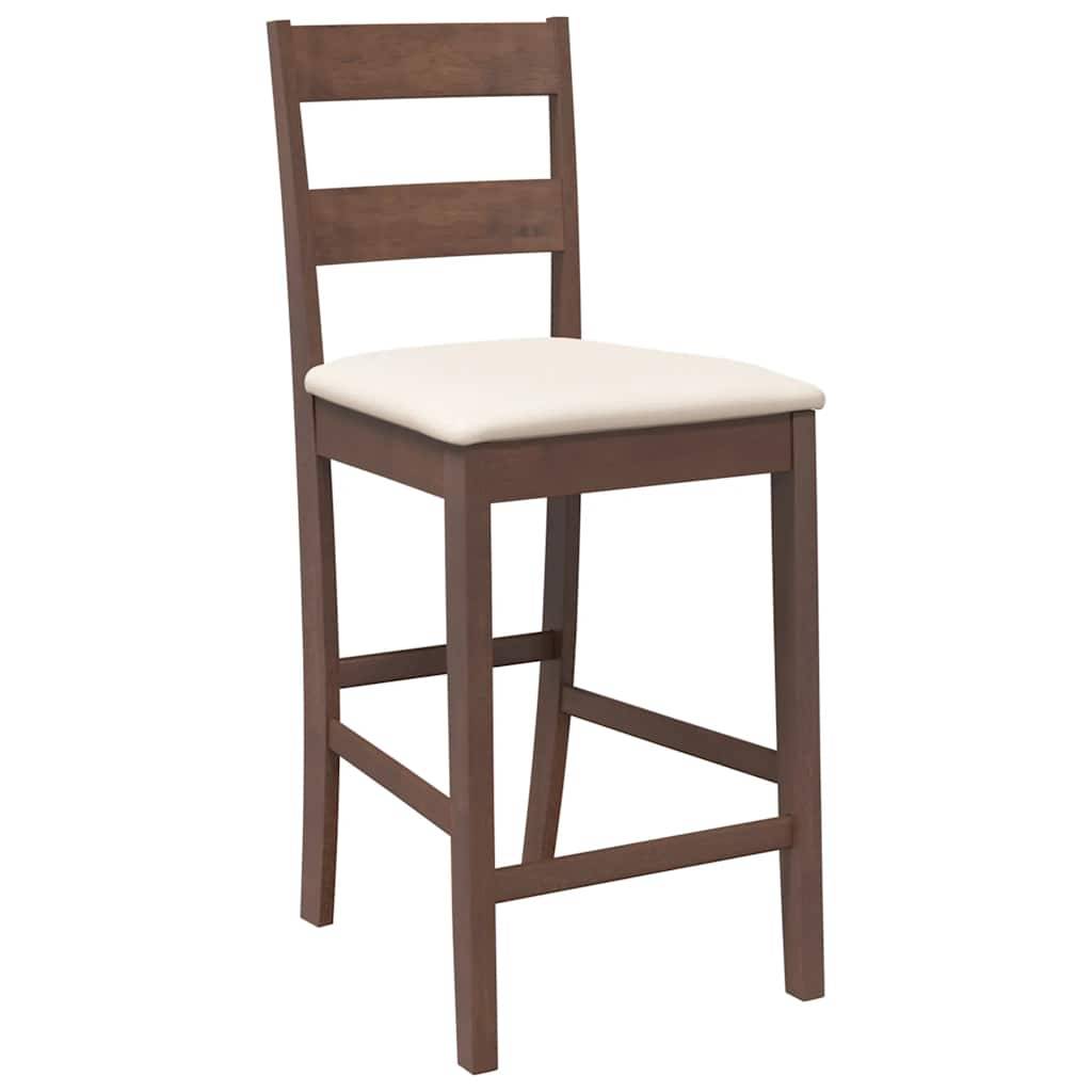 vidaXL Barhocker mit Kissen 2 Stk. Braun Massivholz Gummibaum