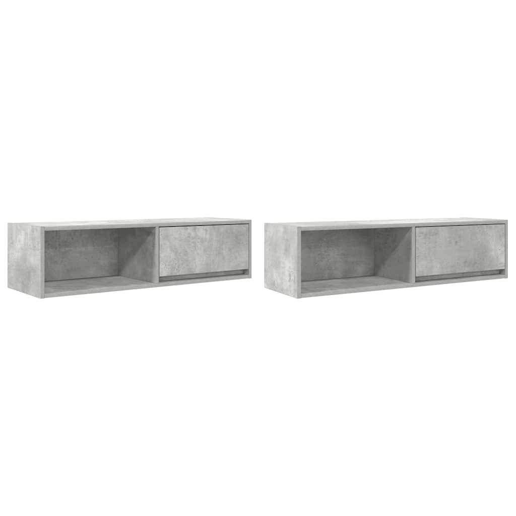 vidaXL TV-Schränke 2 Stk. Betongrau 100x31x25,5 cm Holzwerkstoff