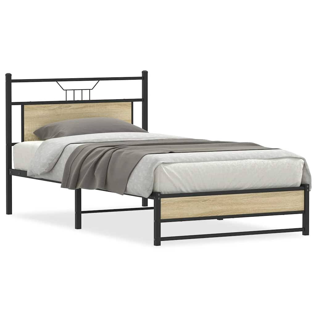 vidaXL Bettgestell ohne Matratze Sonoma-Eiche 100x200 cm Holzwerkstoff