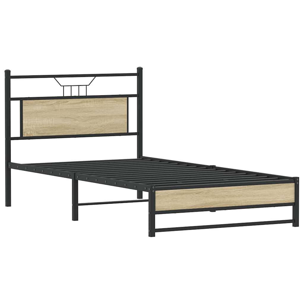 vidaXL Bettgestell ohne Matratze Sonoma-Eiche 100x200 cm Holzwerkstoff