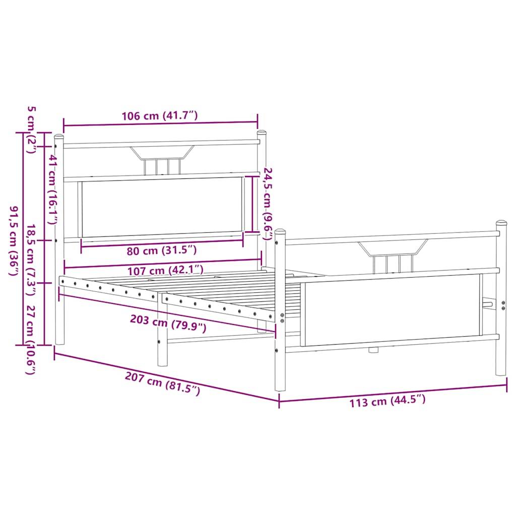 vidaXL Bettgestell ohne Matratze Sonoma-Eiche 107x203 cm Holzwerkstoff