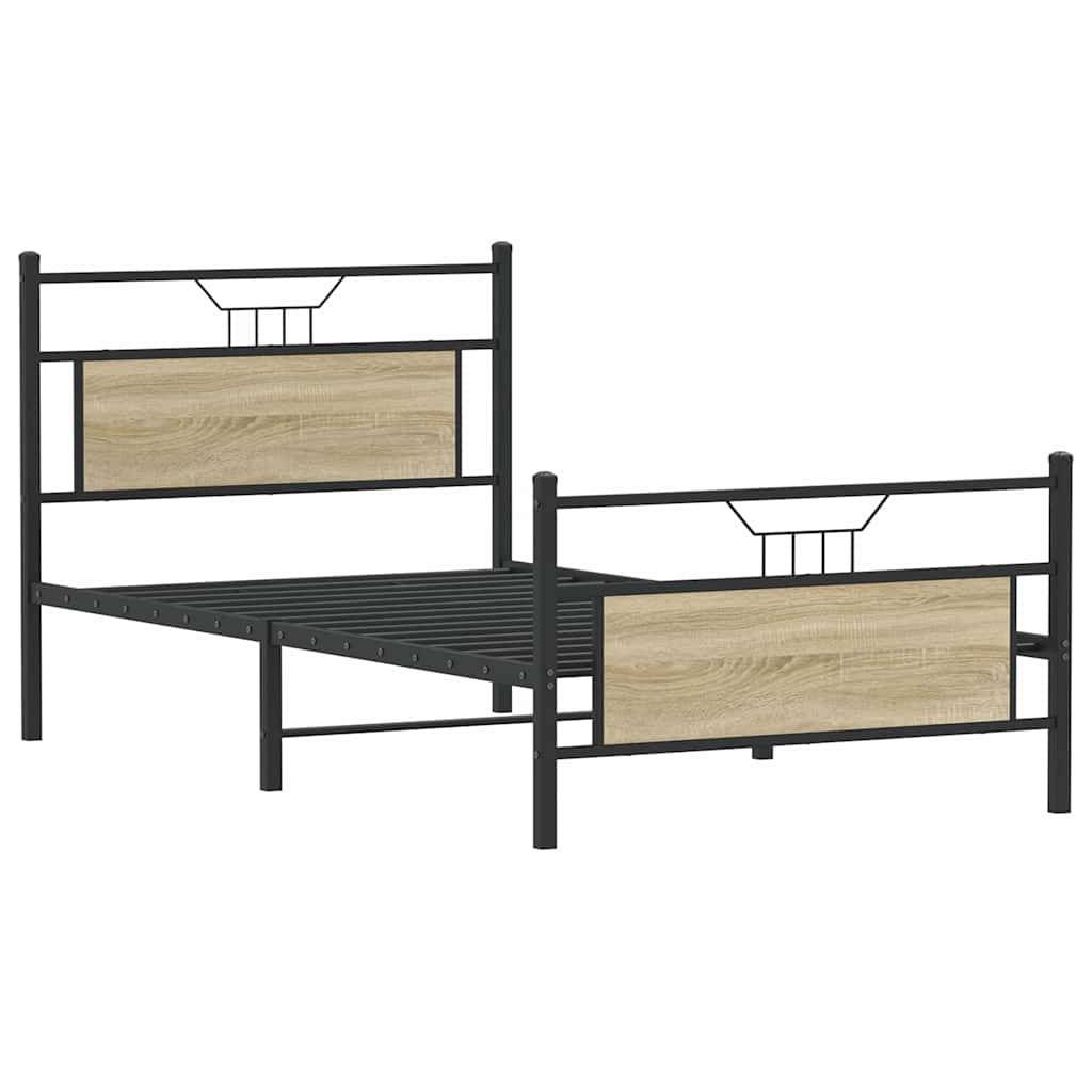 vidaXL Bettgestell ohne Matratze Sonoma-Eiche 107x203 cm Holzwerkstoff