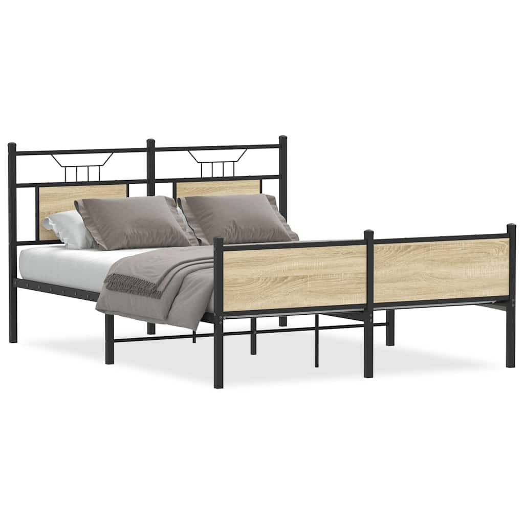 vidaXL Bettgestell ohne Matratze Sonoma-Eiche 140x200 cm Holzwerkstoff
