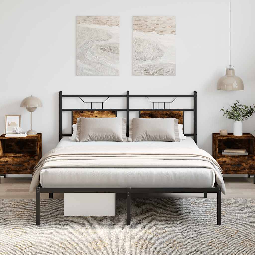 vidaXL Bettgestell ohne Matratze Räuchereiche 140x200 cm Holzwerkstoff