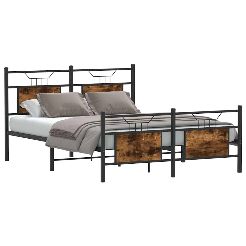 vidaXL Bettgestell ohne Matratze Räuchereiche 150x200 cm Holzwerkstoff