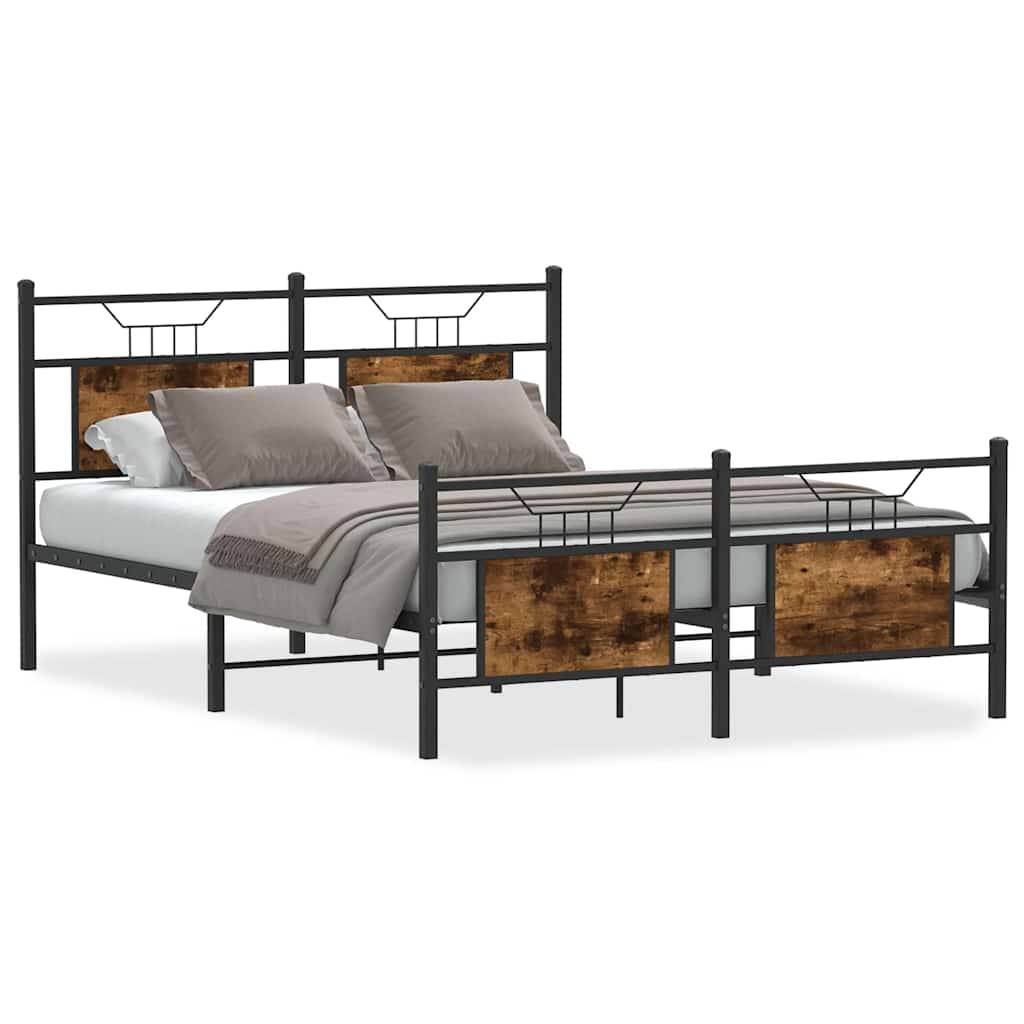 vidaXL Bettgestell ohne Matratze Räuchereiche 150x200 cm Holzwerkstoff