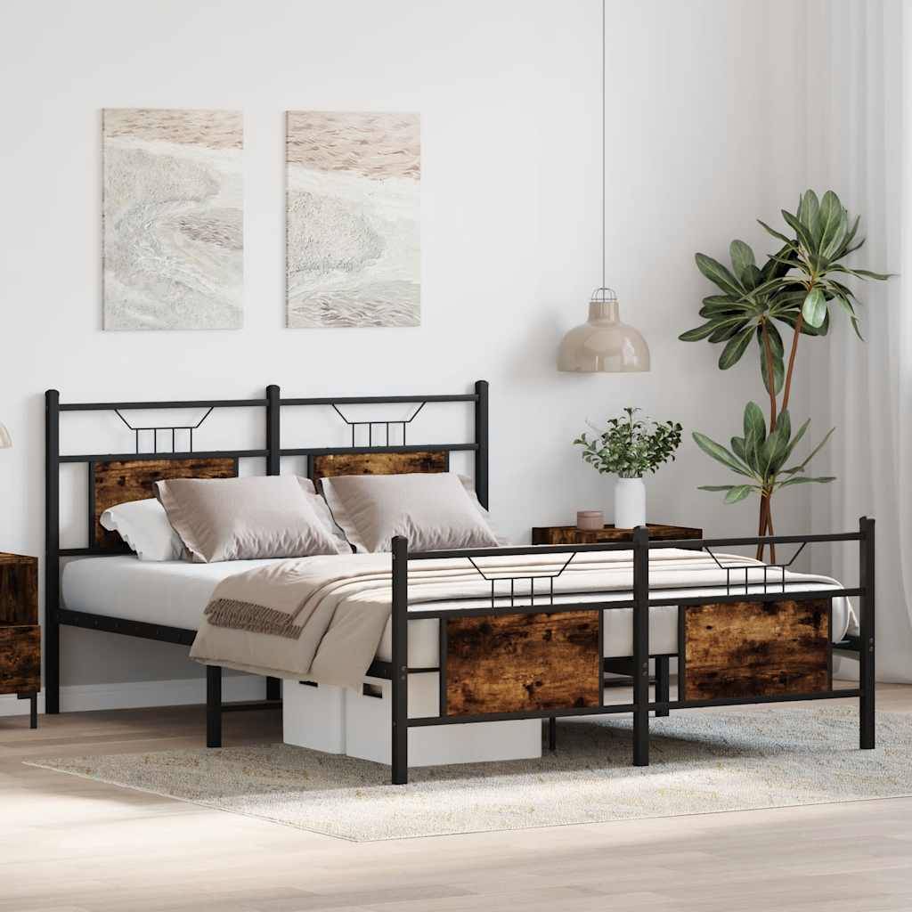 vidaXL Bettgestell ohne Matratze Räuchereiche 150x200 cm Holzwerkstoff