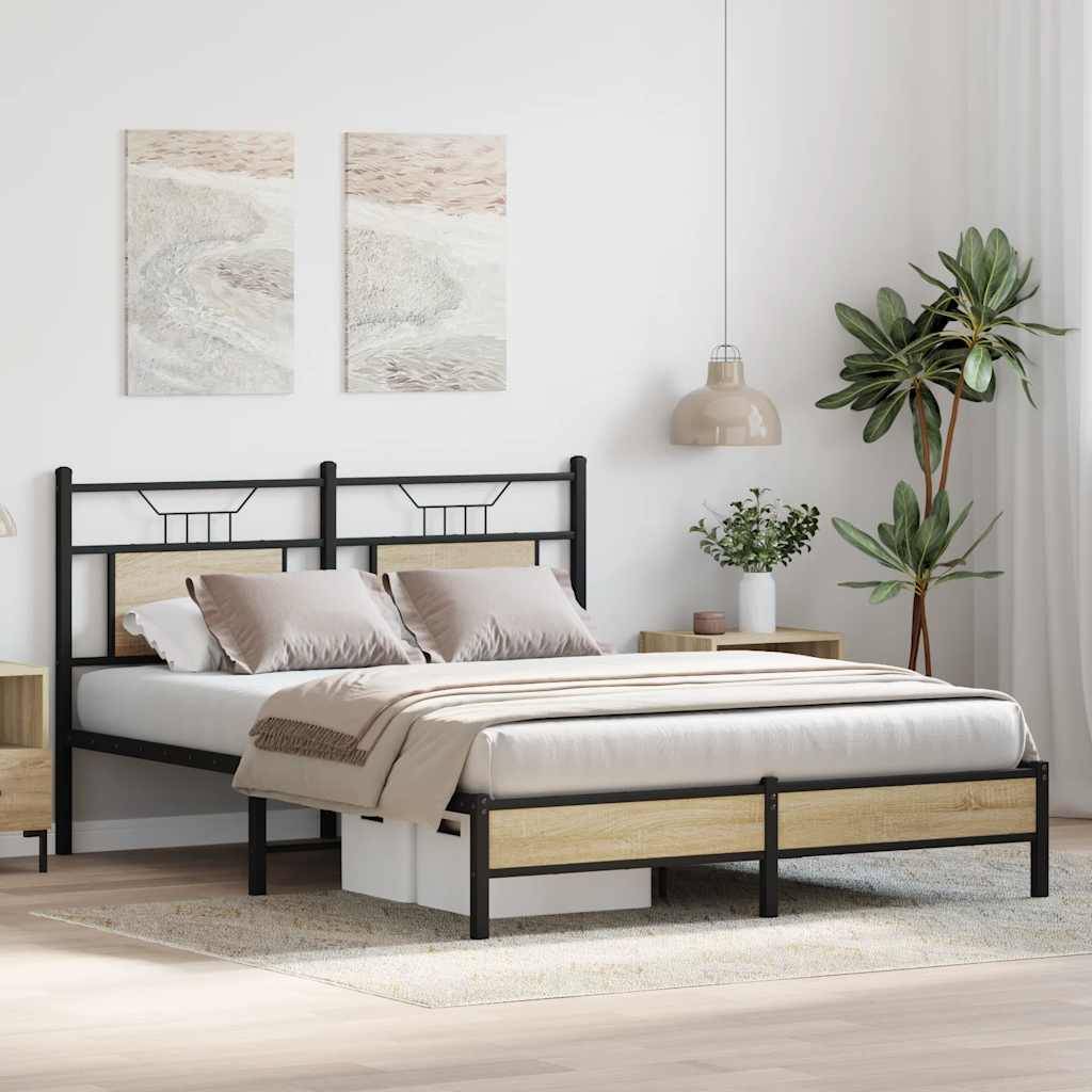 vidaXL Bettgestell ohne Matratze Sonoma-Eiche 137x190 cm Holzwerkstoff