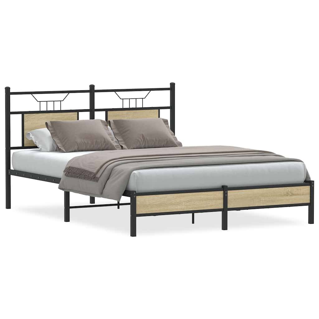 vidaXL Bettgestell ohne Matratze Sonoma-Eiche 137x190 cm Holzwerkstoff