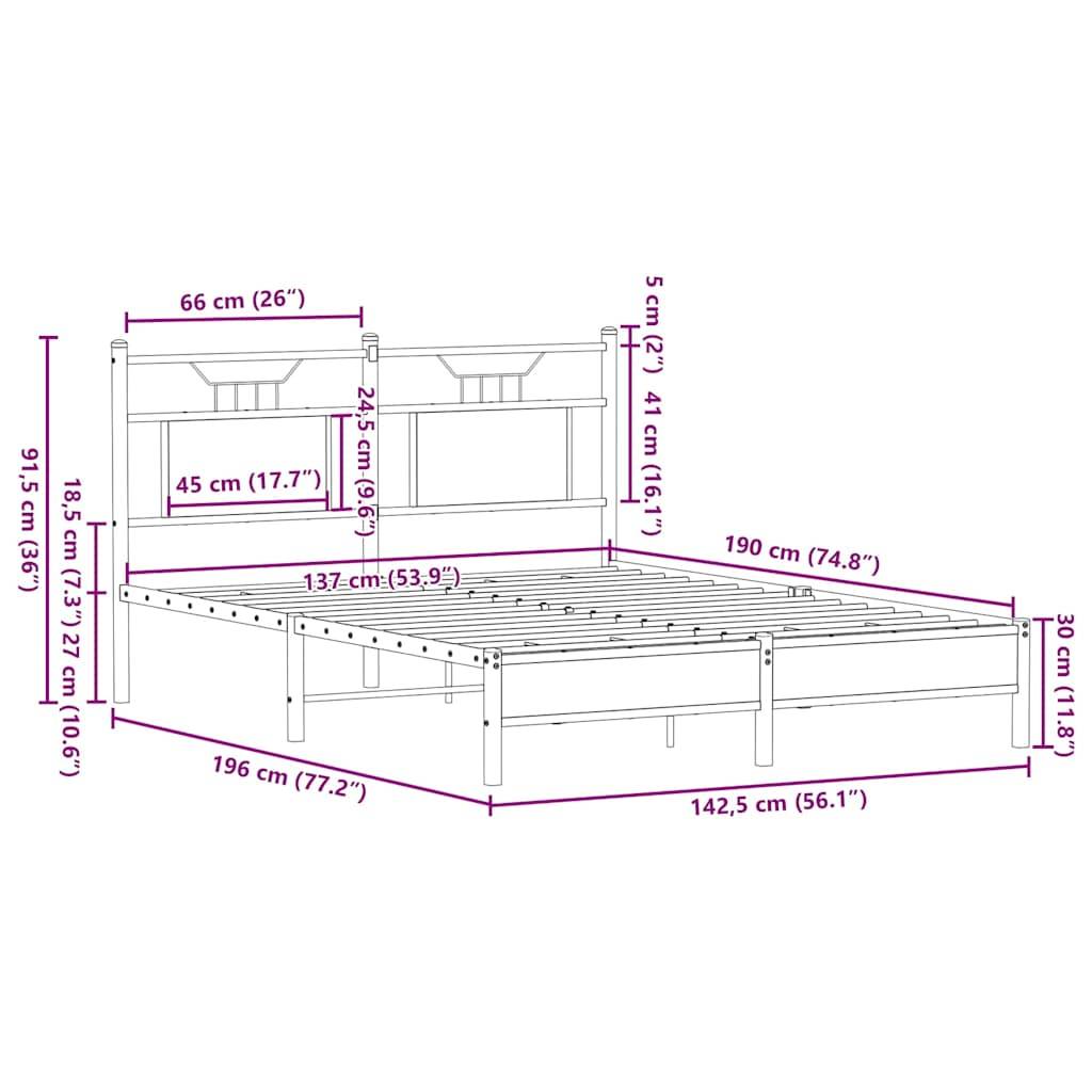 vidaXL Bettgestell ohne Matratze Sonoma-Eiche 137x190 cm Holzwerkstoff