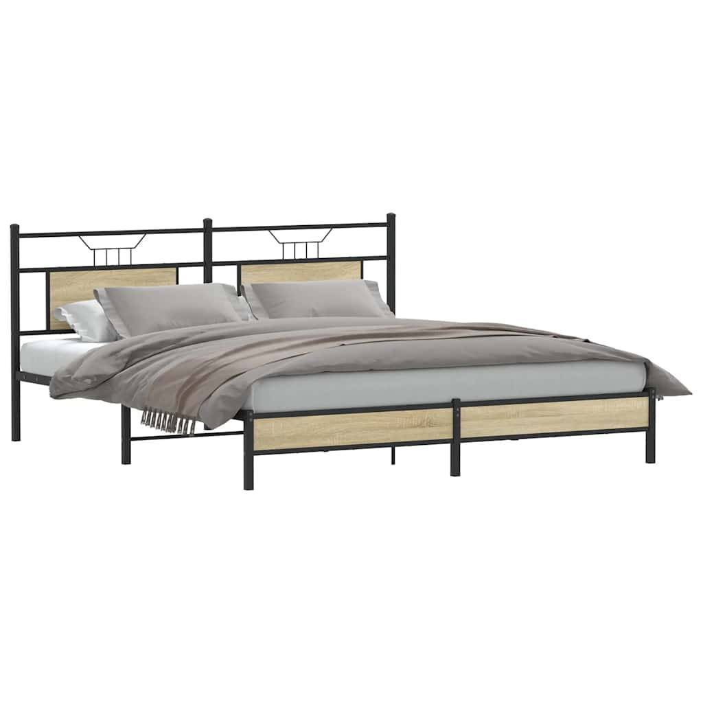 vidaXL Bettgestell ohne Matratze Sonoma-Eiche 183x203 cm Holzwerkstoff