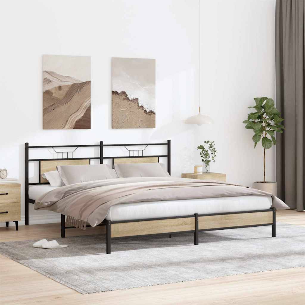 vidaXL Bettgestell ohne Matratze Sonoma-Eiche 183x203 cm Holzwerkstoff