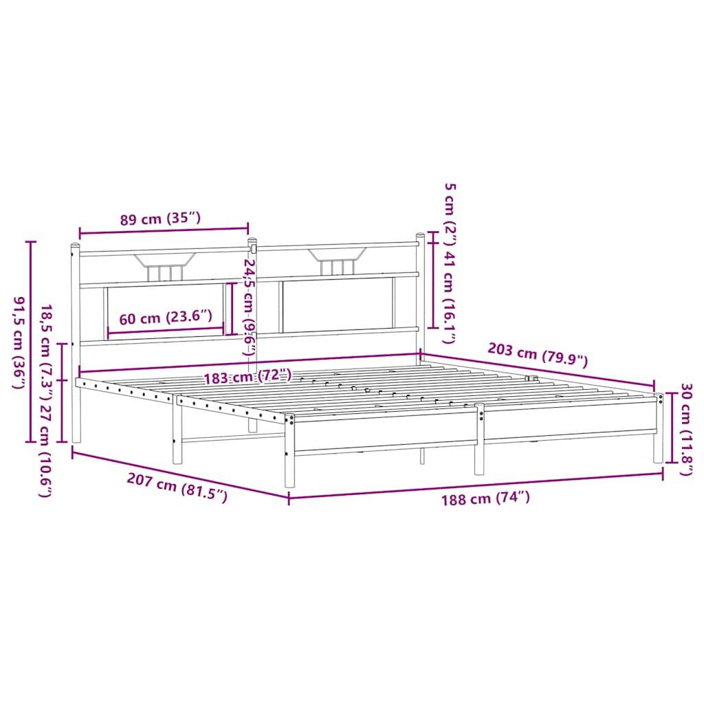 vidaXL Bettgestell ohne Matratze Sonoma-Eiche 183x203 cm Holzwerkstoff