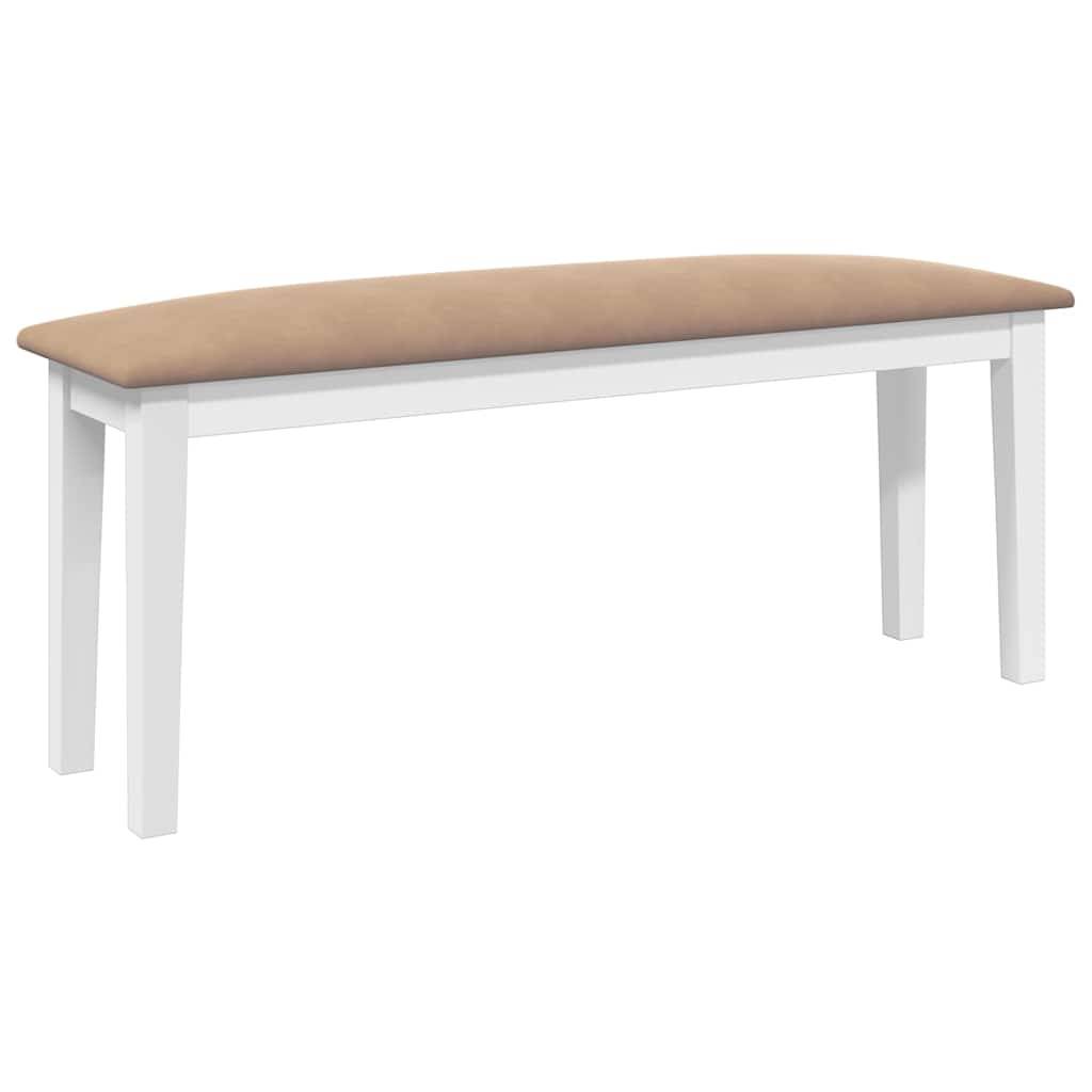 vidaXL Bank 110 cm Weiß Massivholz Gummibaum