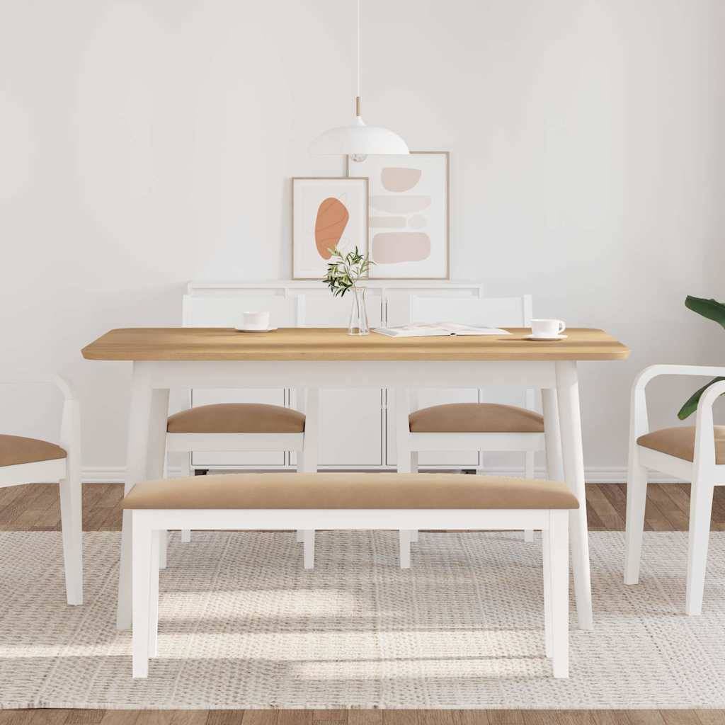 vidaXL Bank 110 cm Weiß Massivholz Gummibaum