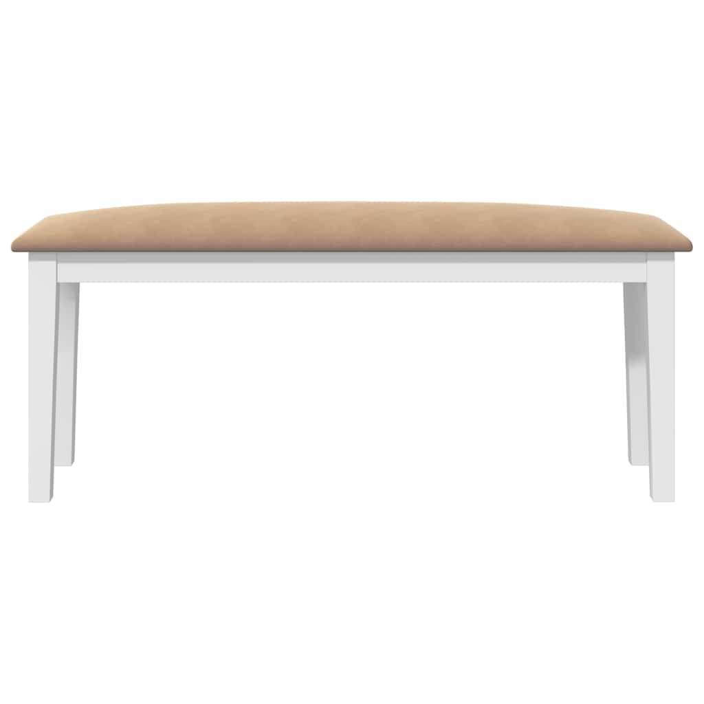 vidaXL Bank 110 cm Weiß Massivholz Gummibaum
