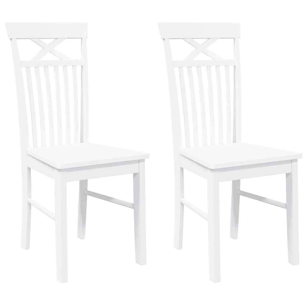vidaXL Esszimmerstühle 2 Stk. Weiß Massivholz Gummibaum