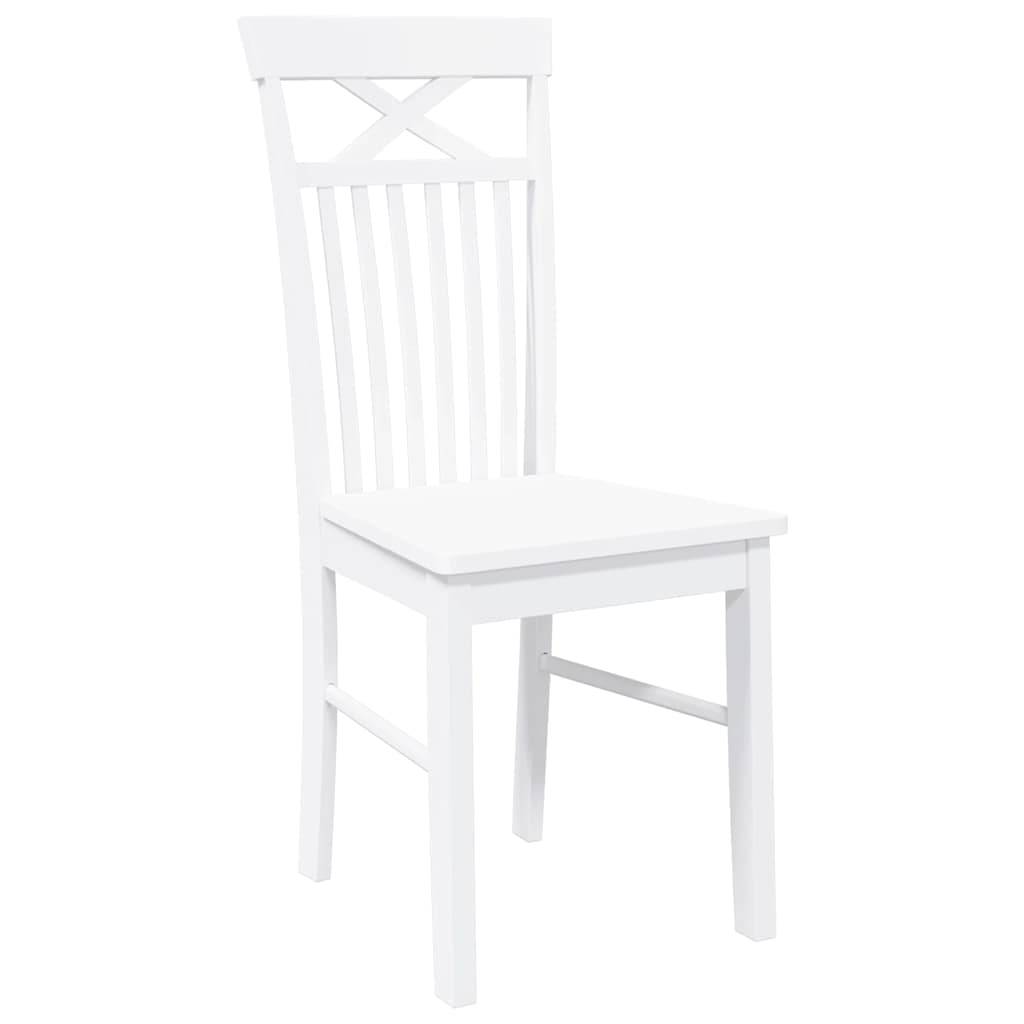 vidaXL Esszimmerstühle 2 Stk. Weiß Massivholz Gummibaum