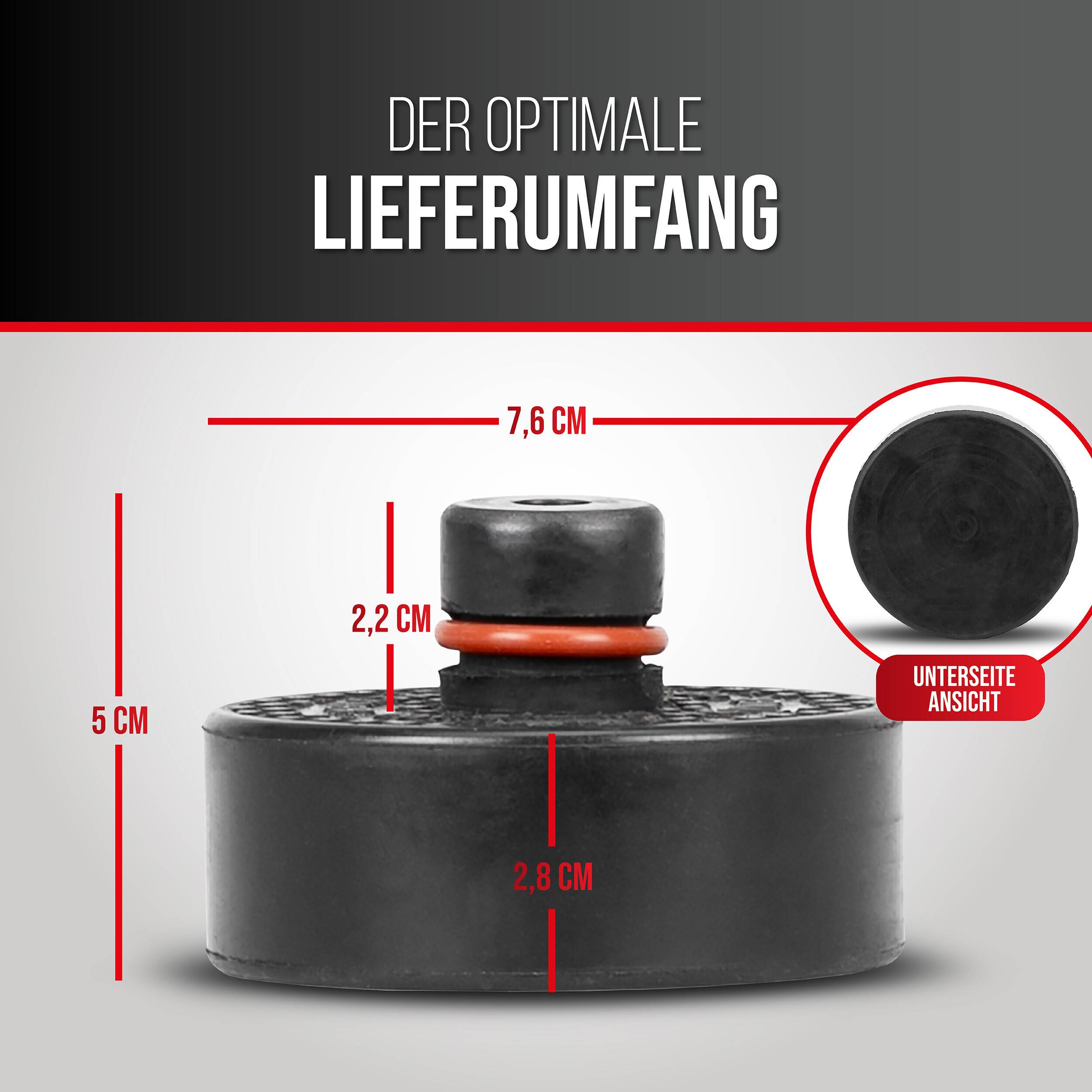 Produktdimensionsdiagramm mit der Bezeichnung „Der optimale Lieferumfang