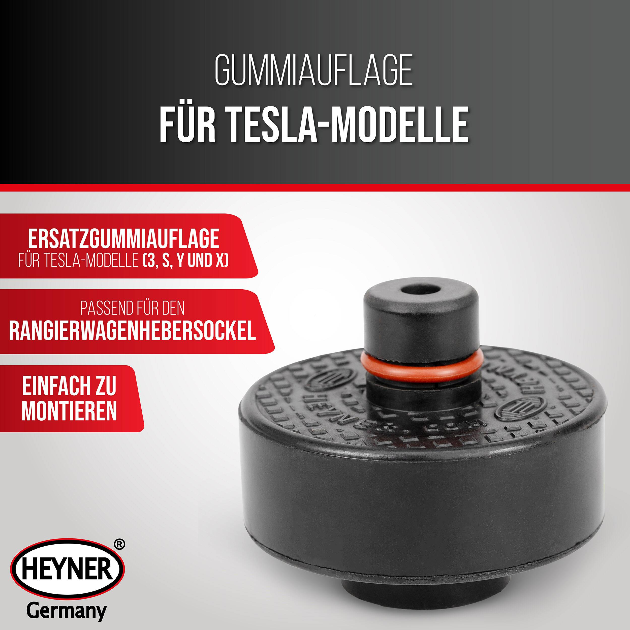 HEYNER® Gummiauflage Wagenheber I RubberPad TESLA PRO, passend für Model 3/S/Y/X, für Rangier- und Scherenwagenheber,