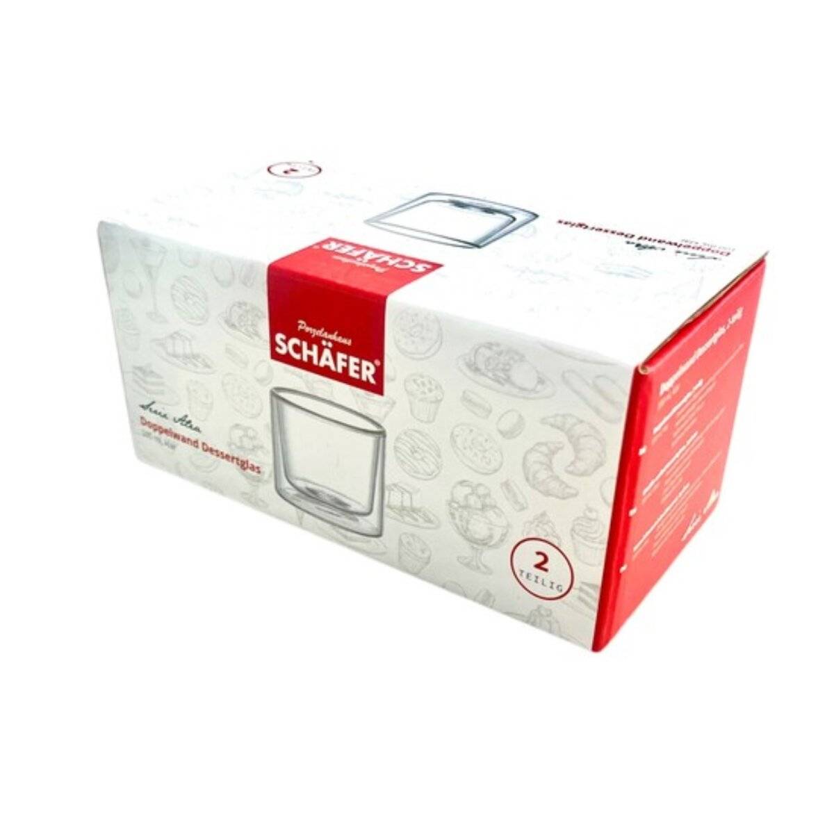 2-tlg. Glasschalen-Set Doppelwandige Dessertgläser 100ml Transparent