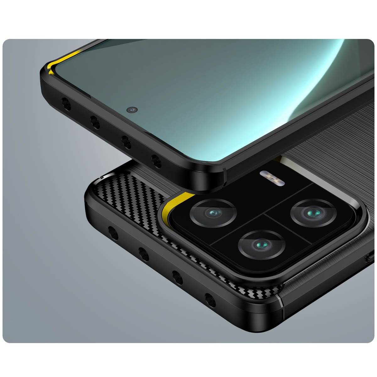 Carbon Case Hülle kompatibel mit SAMSUNG GALAXY S25 ULTRA flexible Silikon Carbon Hülle schwarz