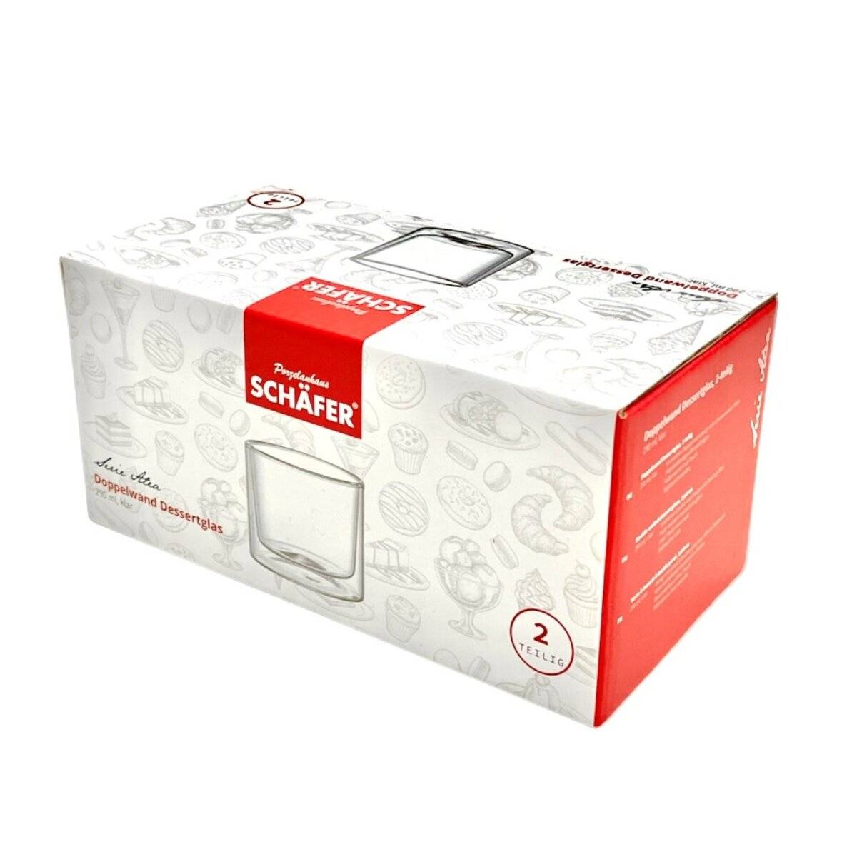 2-tlg. Glasschalen-Set 290ml Doppelwandige Dessertgläser Transparent