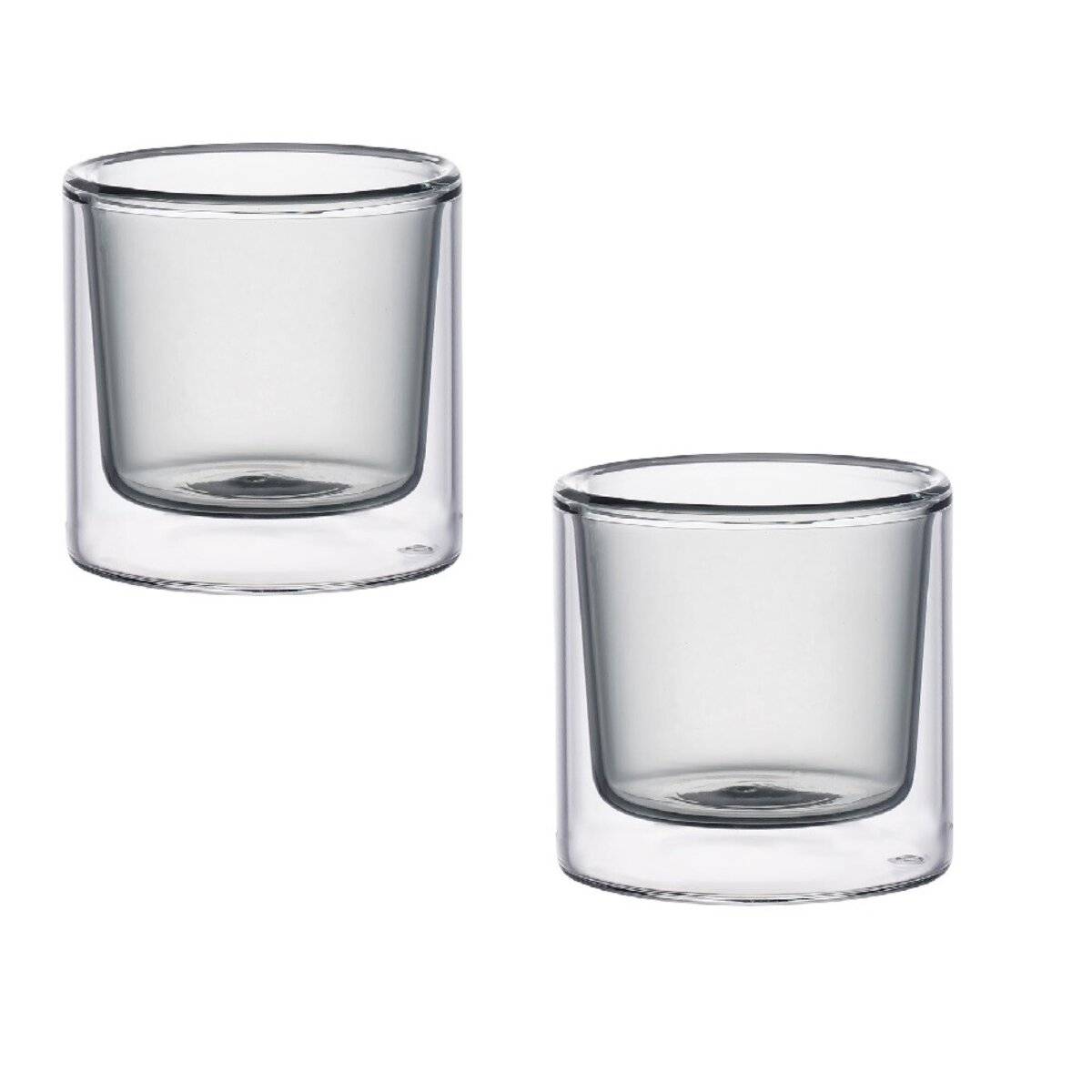 2-tlg. Glasschalen-Set 290ml Doppelwandige Dessertgläser Anthrazit