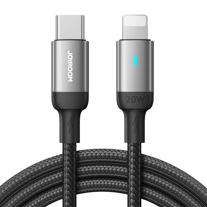 Joyroom USB-C auf Lightning Kabel, 20W PD, 1,2m, Nylongeflecht, Schwarz