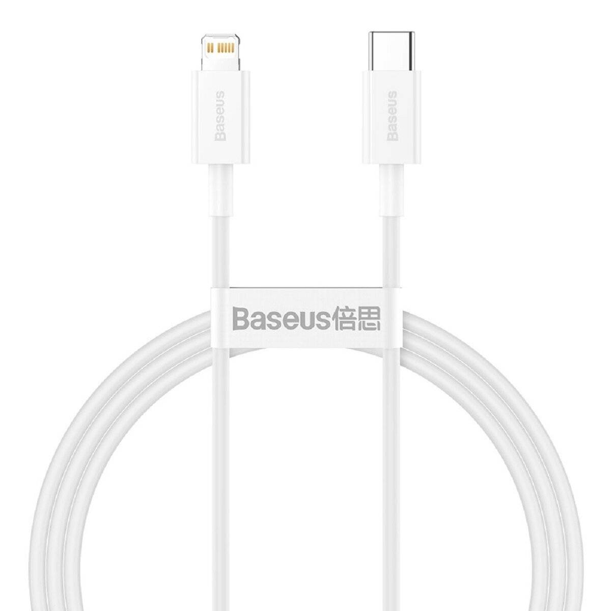 Baseus Ladekabel USB-Typ-C kompatibel mit iPhone Power Delivery 20 W 1 m Weiß