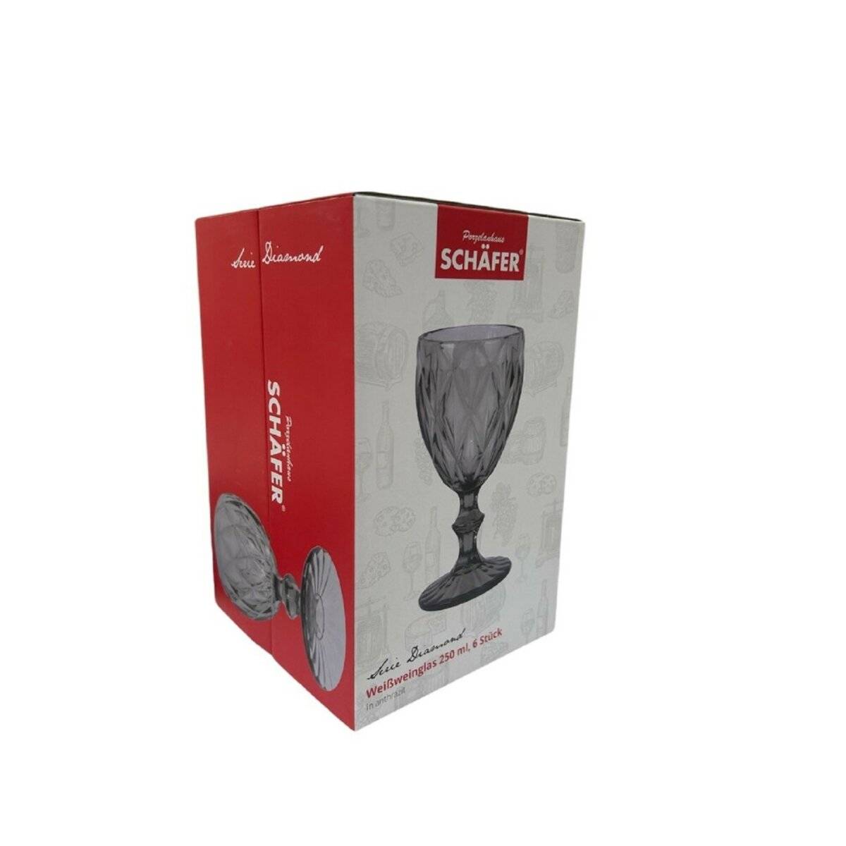 Schäfer Diamond Weingläser – Perfekte 6er Set Weißweingläser mit 250 ml Anthrazit