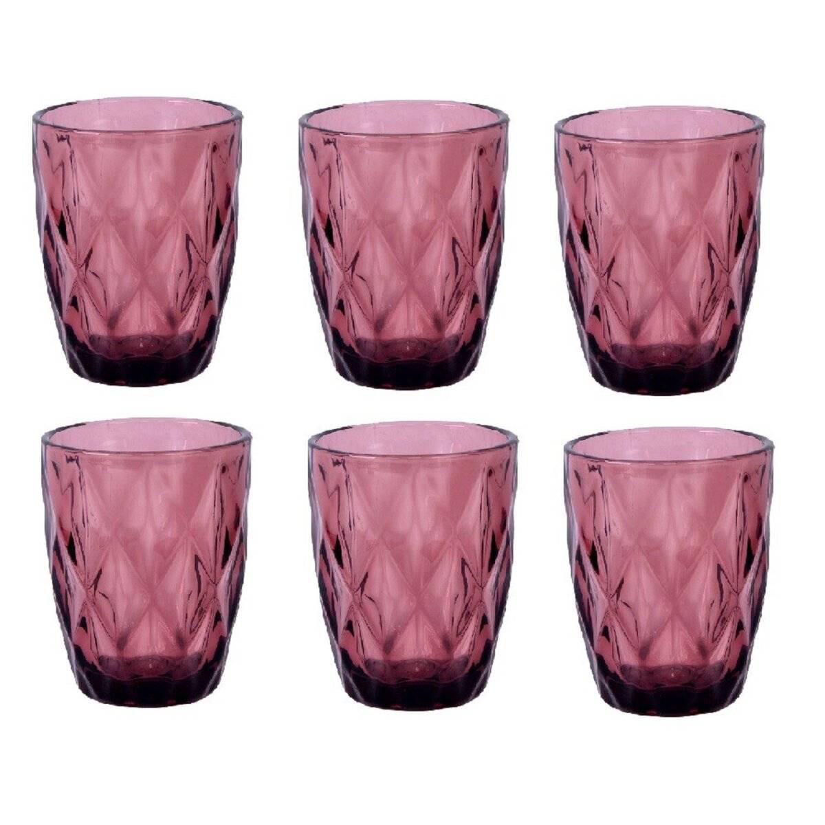 Schäfer 6er Wasserglas Set – Niedrige Diamond Gläser mit 260 ml für stilvollen Trinkgenuss Beere