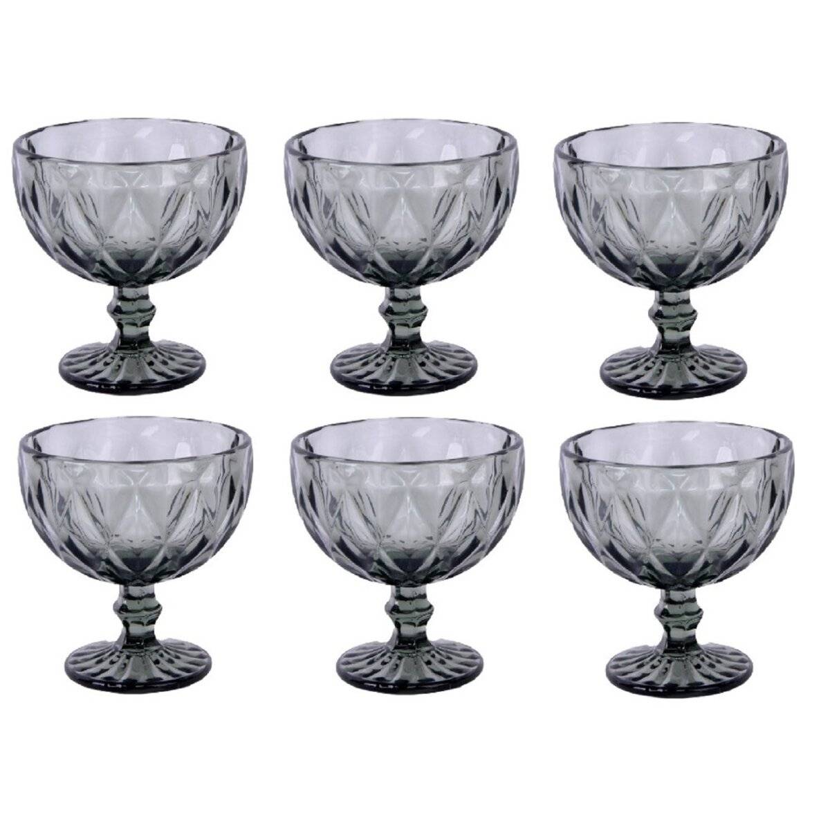 Schäfer 6er Schale Diamond – 300 ml Eisschalen Set für Desserts und Snacks Anthrazit