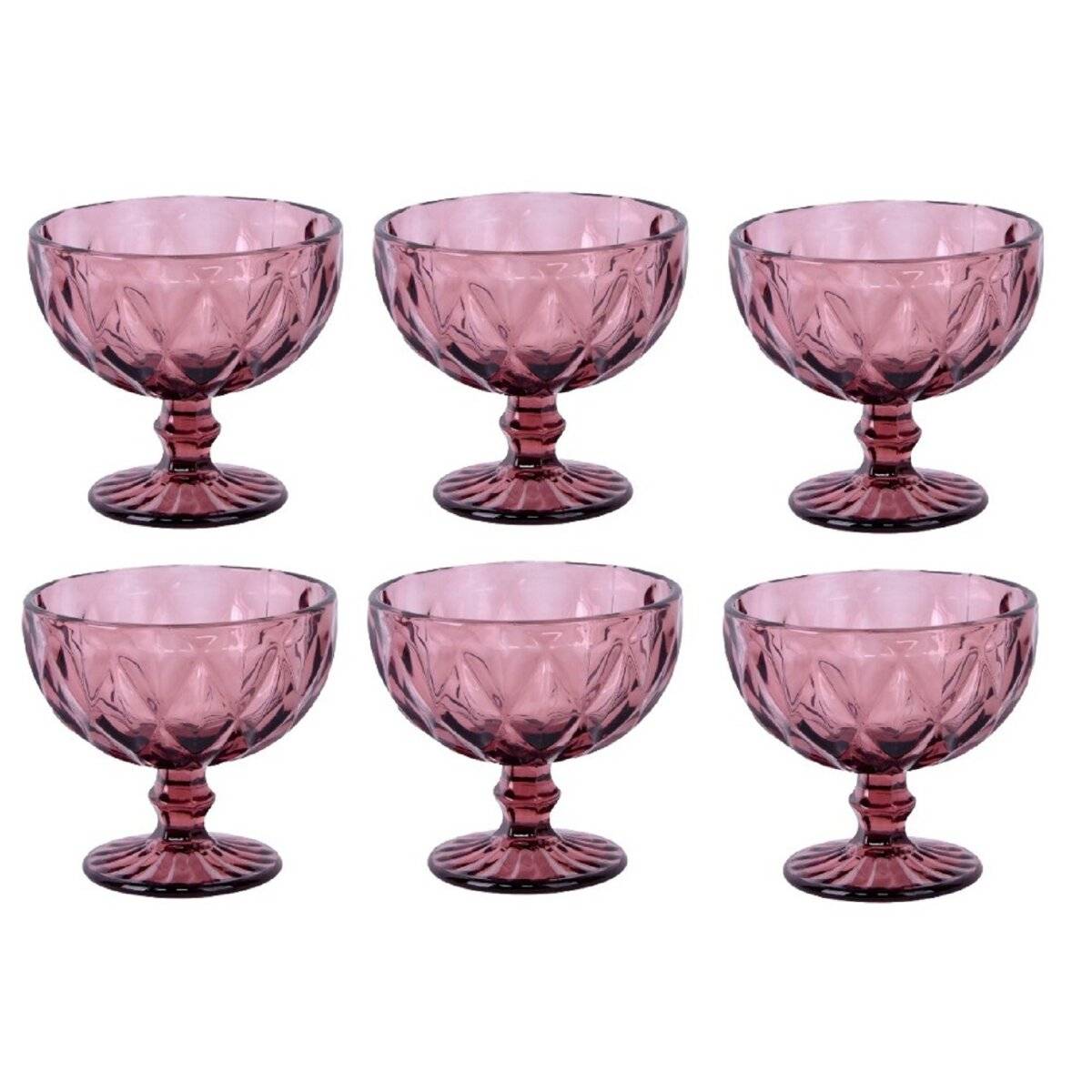 Schäfer 6er Schale Diamond – 300 ml Eisschalen Set für Desserts und Snacks Beere