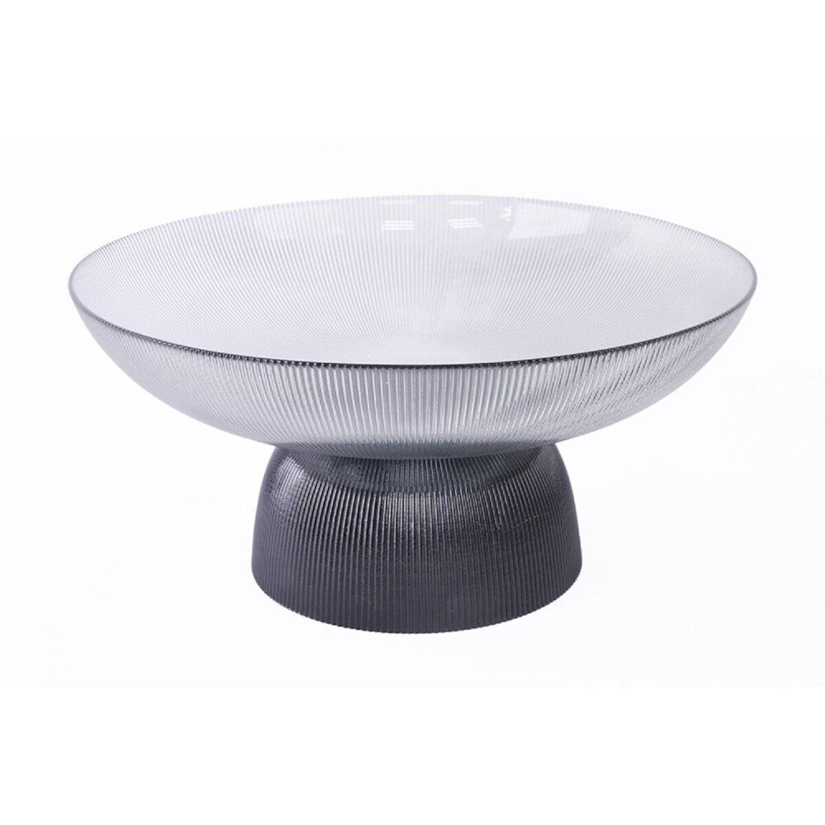 Schäfer Deko Schale aus Glas mit Fuß – Perfekt für Dekoration und Präsentation Anthrazit Ø 25,5 cm