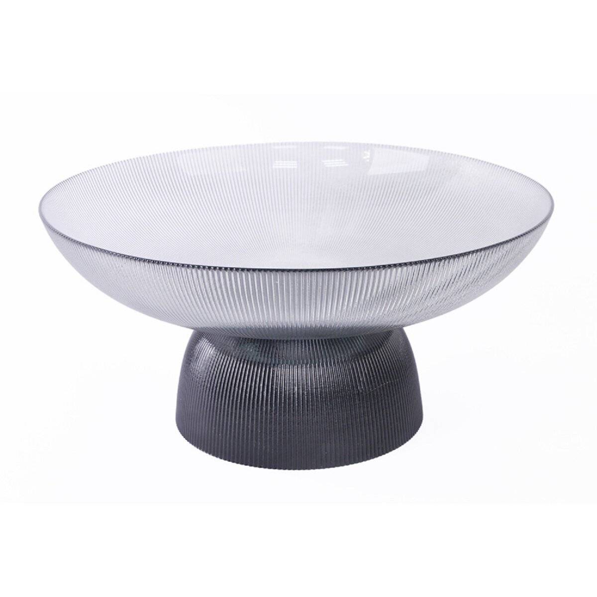 Schäfer Deko Schale aus Glas mit Fuß – Perfekt für Dekoration und Präsentation Anthrazit Ø 35 cm