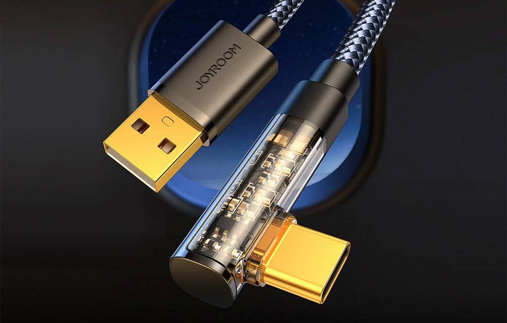 USB-A auf Lightning Winkelkabel Joyroom S-UL012A6, 1.2m, 3A, 480 MBit/s, Schwarz