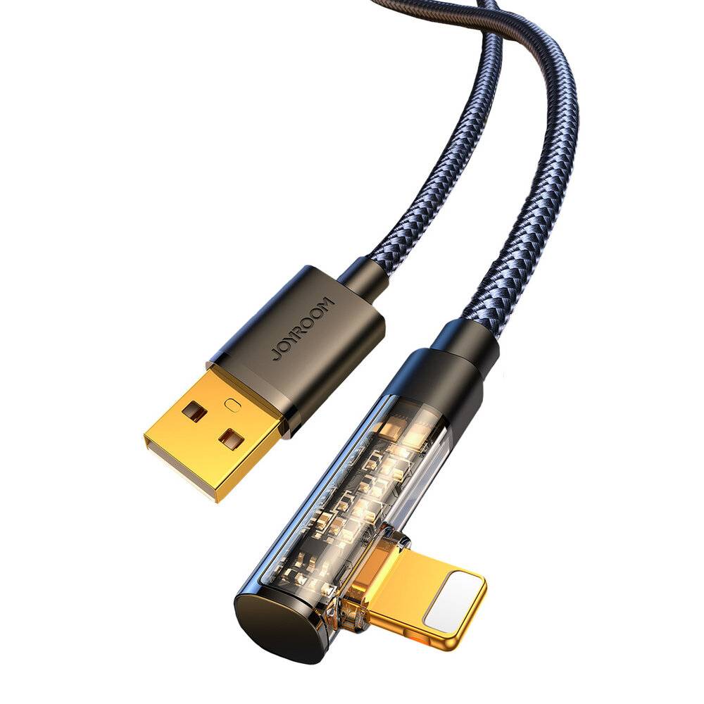 USB-A auf Lightning Winkelkabel Joyroom S-UL012A6, 1.2m, 3A, 480 MBit/s, Schwarz