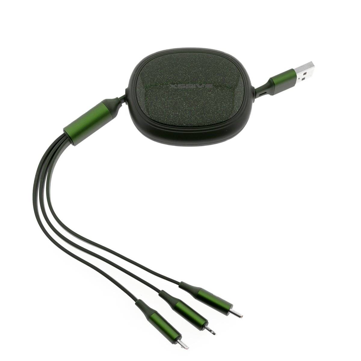 66 W 3-in-1-Schnellladegerät mit ausziehbarem Kabel vollem Anschluss